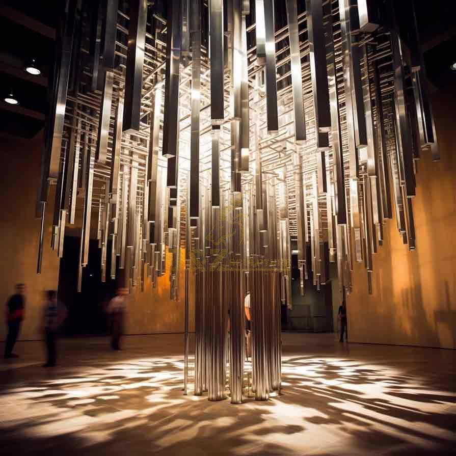 Creative light and shadow hanging sculpture - indoor surreal stainless steel art installation DZ-416