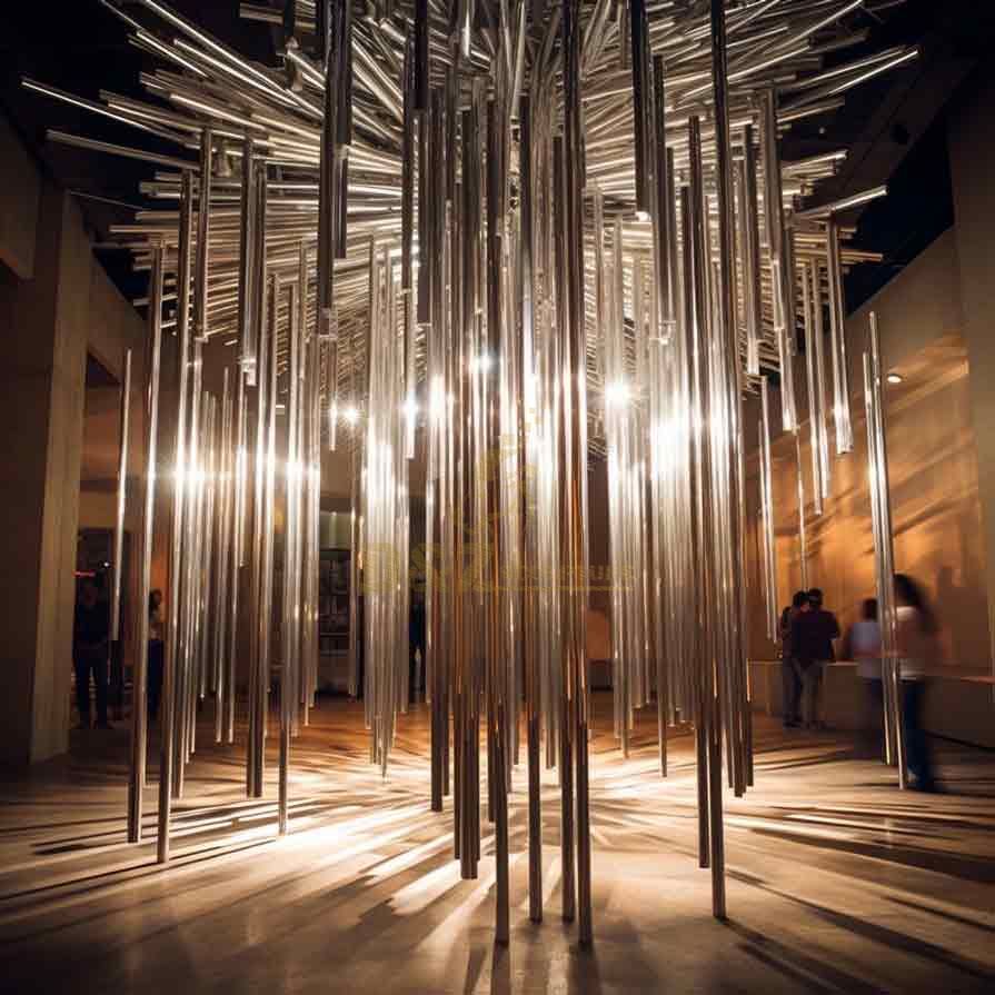 Creative light and shadow hanging sculpture - indoor surreal stainless steel art installation DZ-416