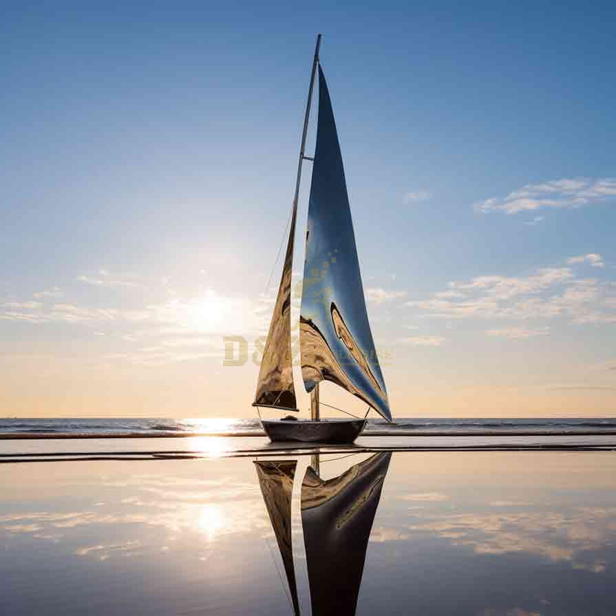 Abstract Outdoor Sailboat Sculpture | Stainless Steel Art 1