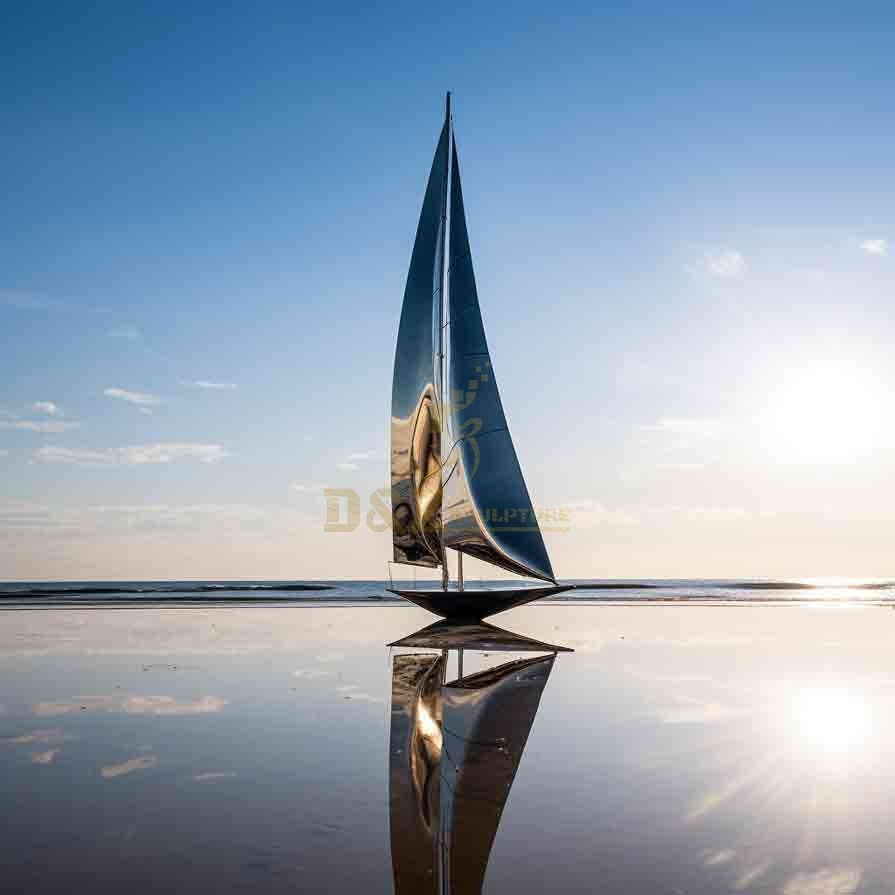 Abstract Outdoor Sailboat Sculpture | Stainless Steel Art 6