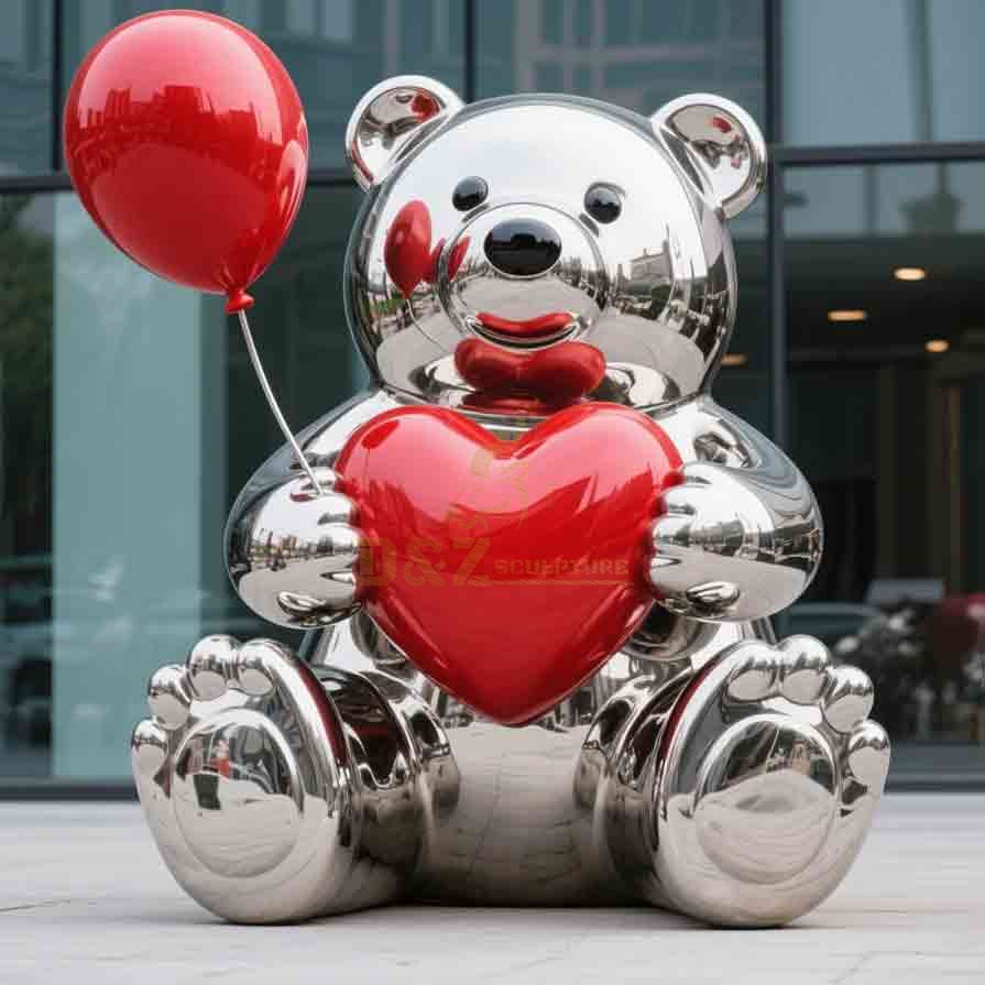 Stainless Steel Large Outdoor Cute Bear Sculpture 3
