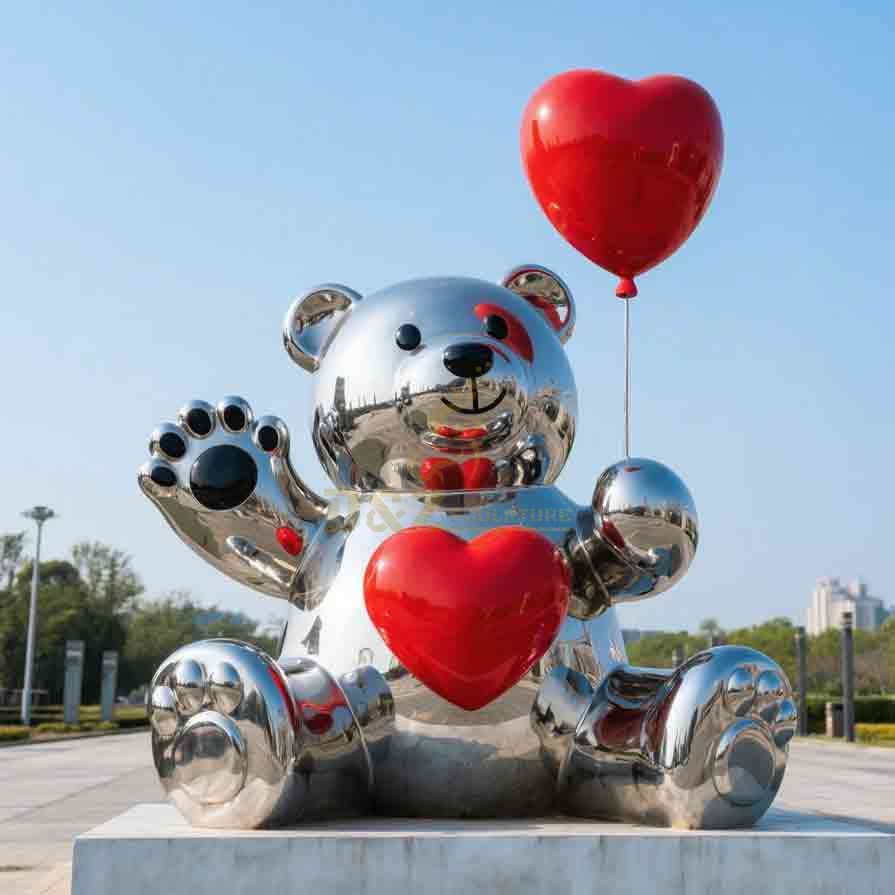 Stainless Steel Large Outdoor Cute Bear Sculpture 4