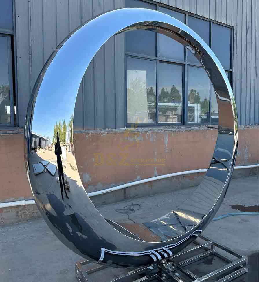 Large Stainless Steel Circle Fountain with Lights 4