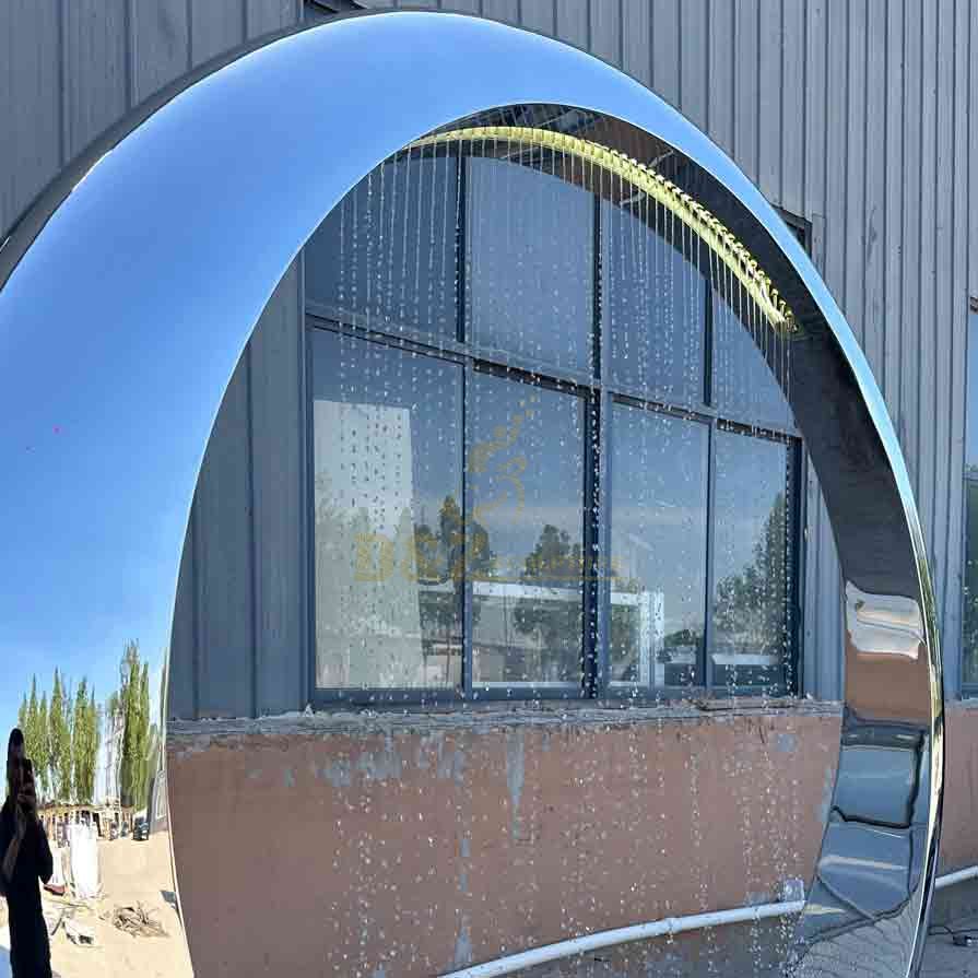 Large Stainless Steel Circle Fountain with Lights 6