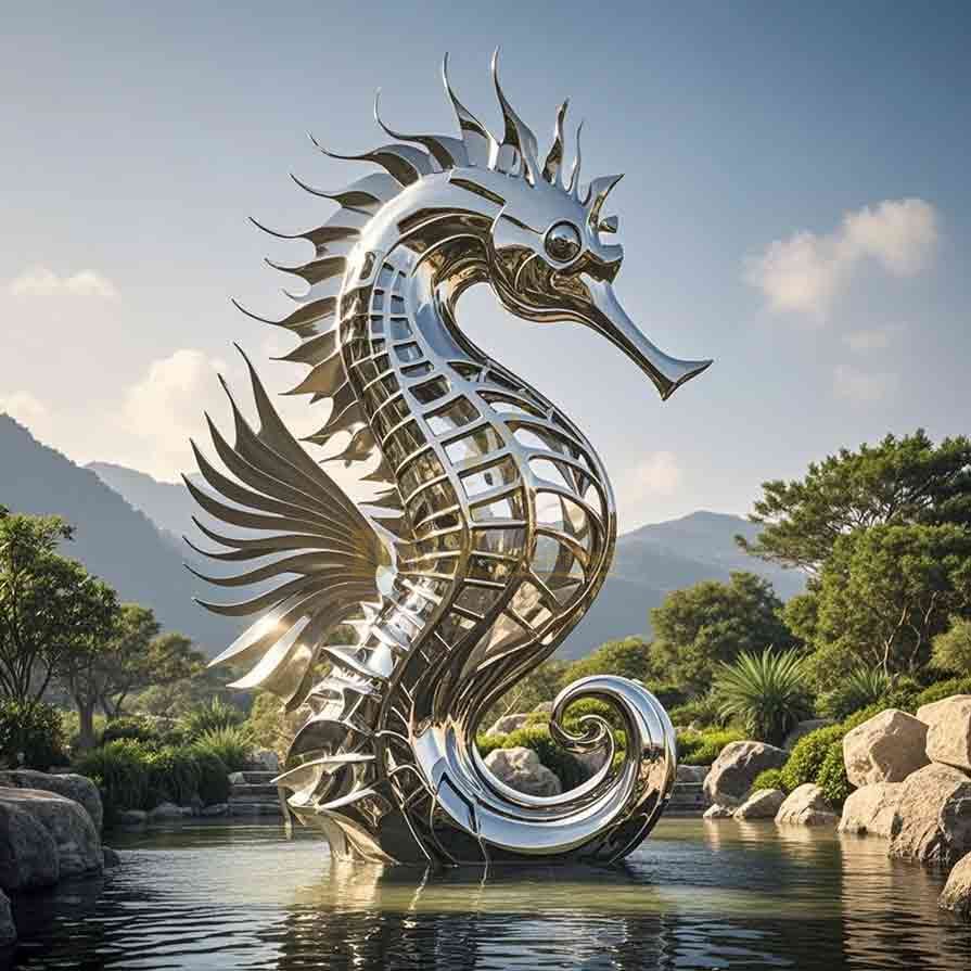 Large Metal Seahorse Sculpture for Sale 3