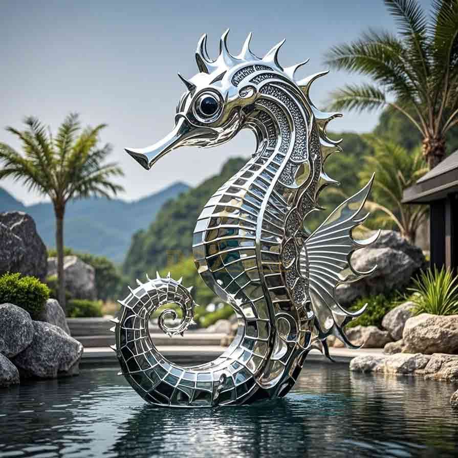 Large Metal Seahorse Sculpture for Sale 4