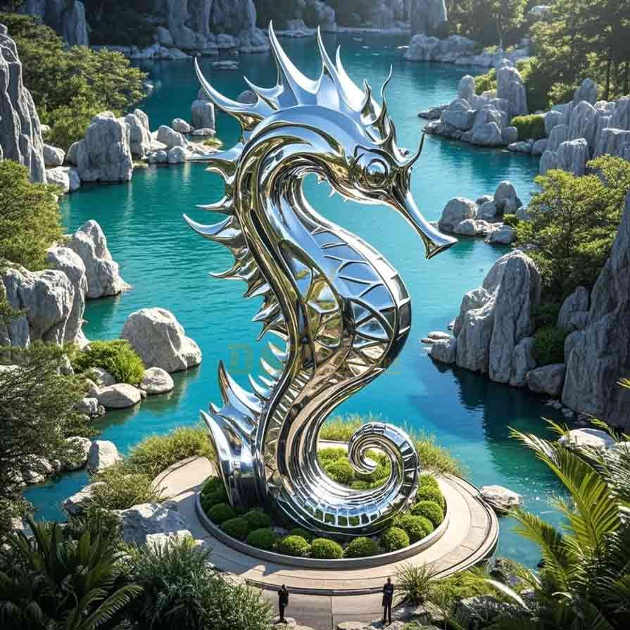 Large Metal Seahorse Sculpture for Sale 6