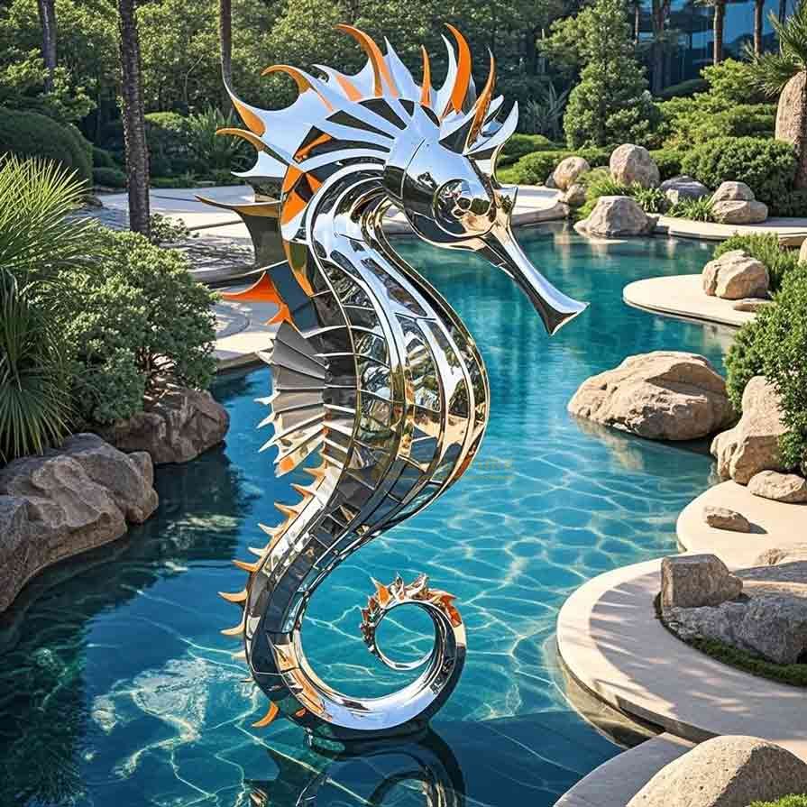 Large Metal Seahorse Sculpture for Sale 7