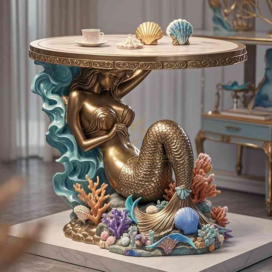 Luxury Bronze Mermaid Coffee Table For Sale 2