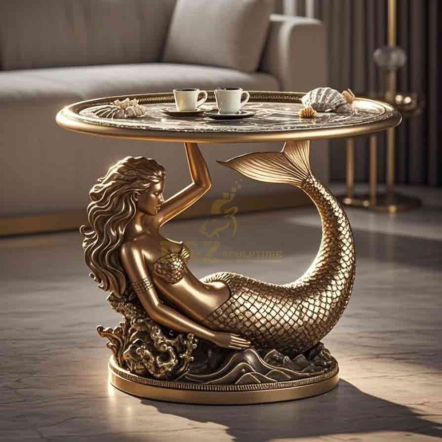 Luxury Bronze Mermaid Coffee Table For Sale 3