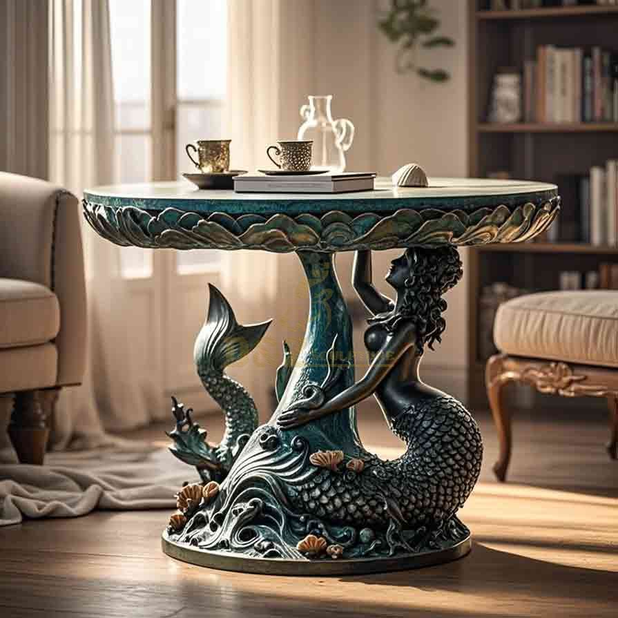 Luxury Bronze Mermaid Coffee Table For Sale 4