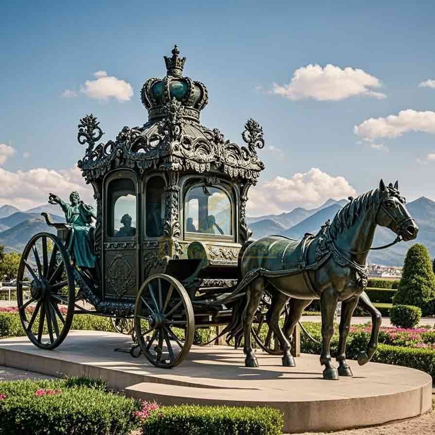 Bronze Horse Drawn Carriage for Sale | Public Art Sculpture 2