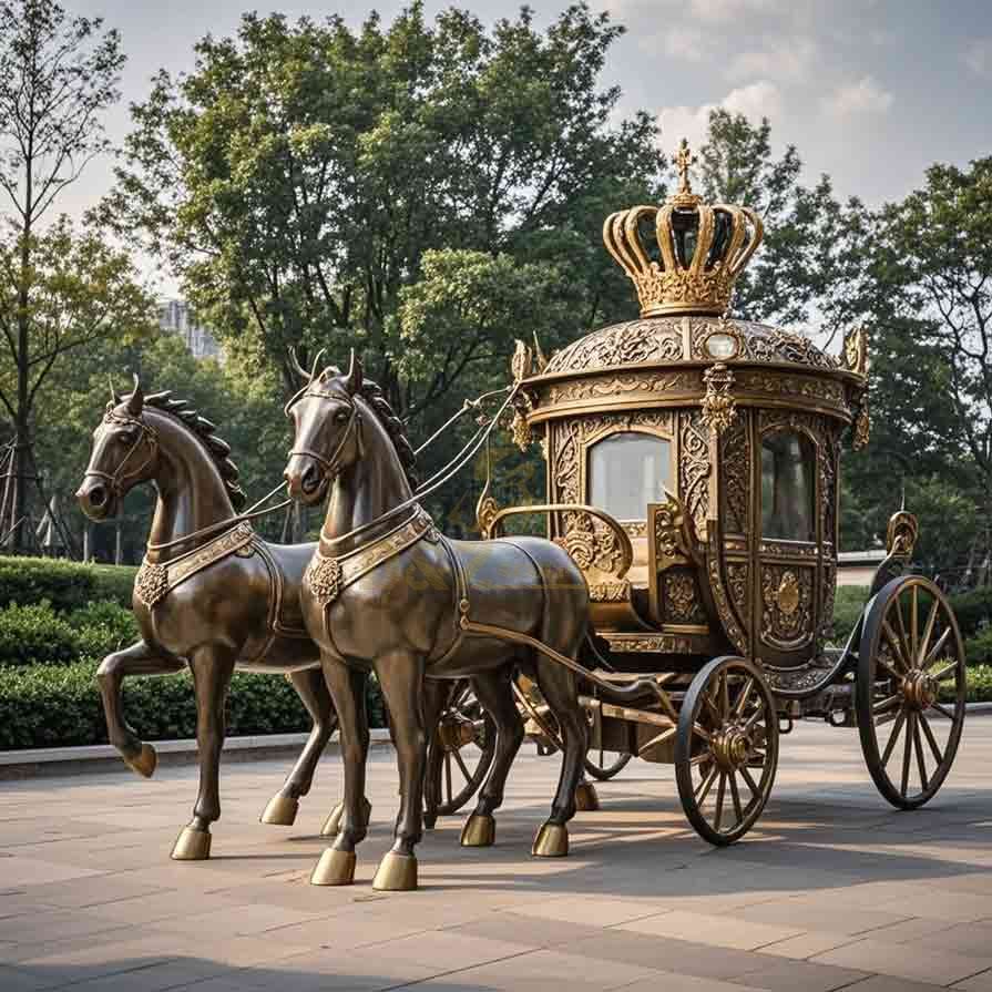 Bronze Horse Drawn Carriage for Sale | Public Art Sculpture 3