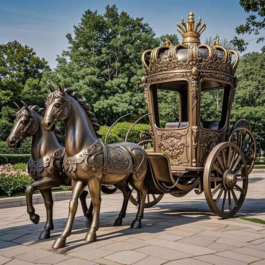 Bronze Horse Drawn Carriage for Sale | Public Art Sculpture 5
