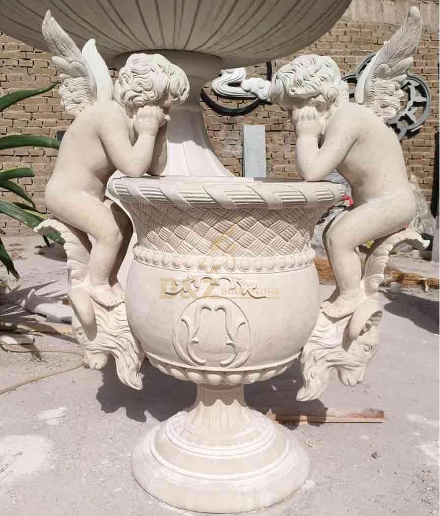 Natural Marble Angel Flower Pot Sculpture | Angel Pot 1
