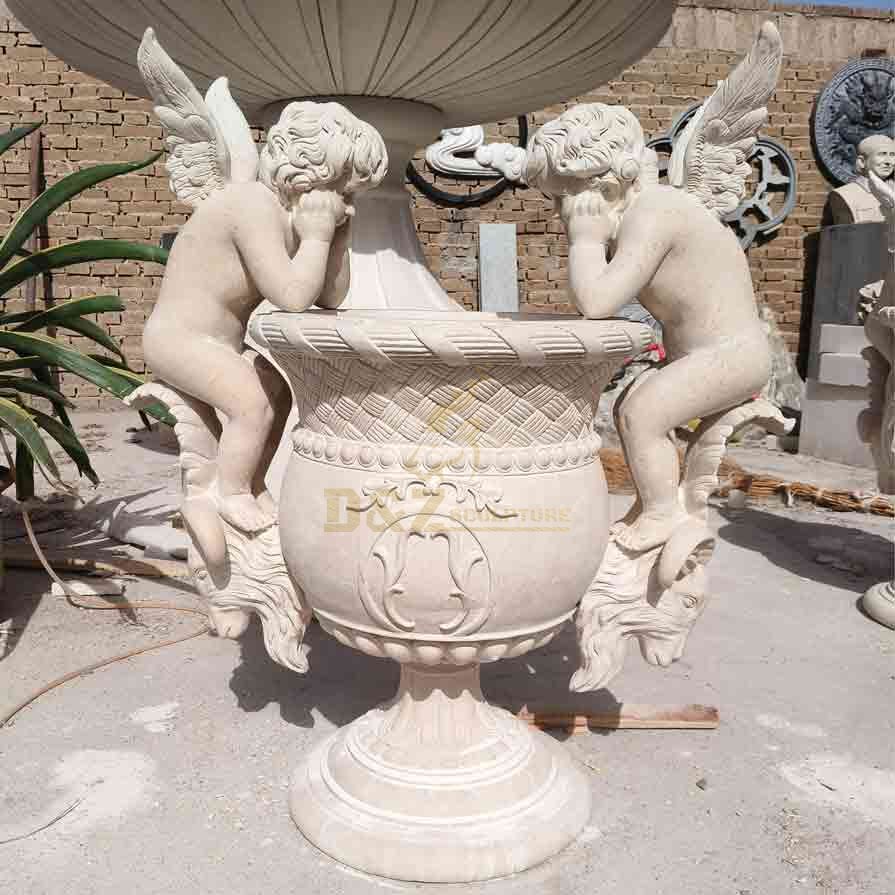 Natural Marble Angel Flower Pot Sculpture | Angel Pot 3