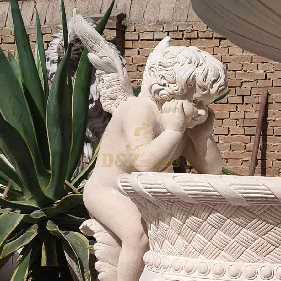 Natural Marble Angel Flower Pot Sculpture | Angel Pot 4