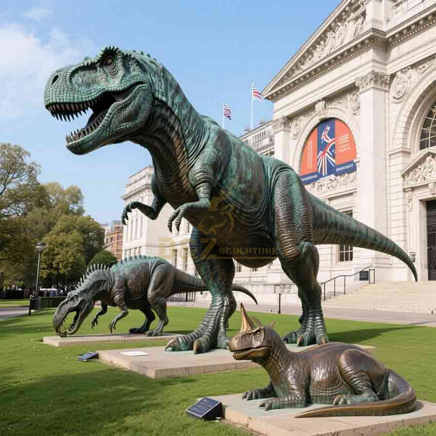 Large Outdoor Bronze Dinosaur Sculpture for Sale 4