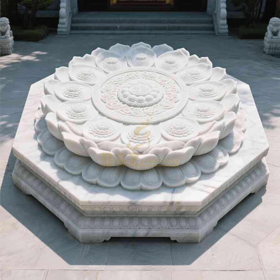 White Marble Lotus Base Sculpture | Art Decor 1