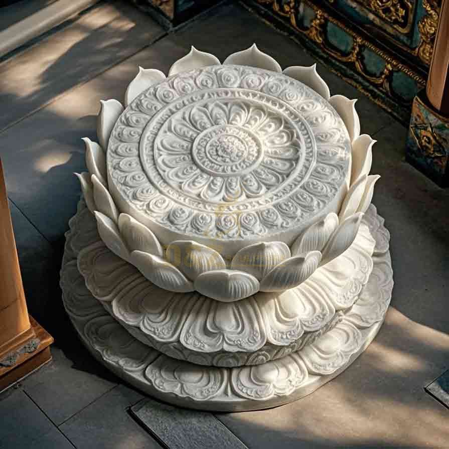 White Marble Lotus Base Sculpture | Art Decor 2