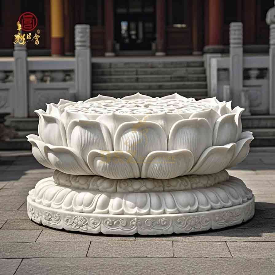 White Marble Lotus Base Sculpture | Art Decor 4