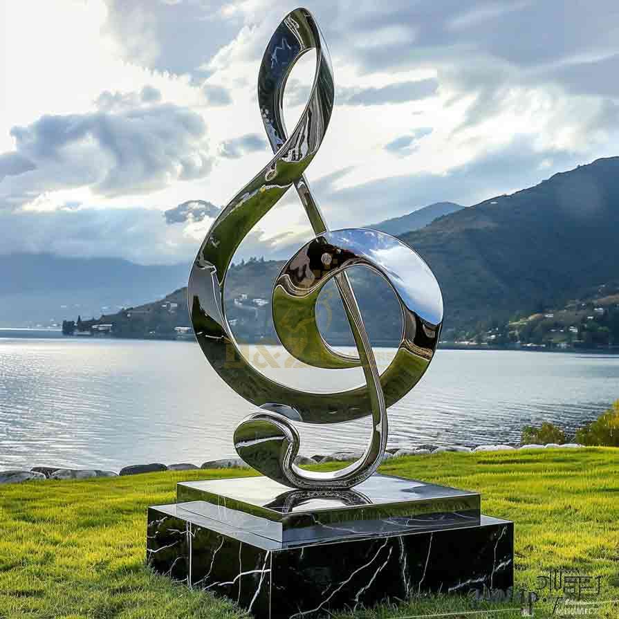 Mirror Stainless Steel Musical Note Sculpture 6