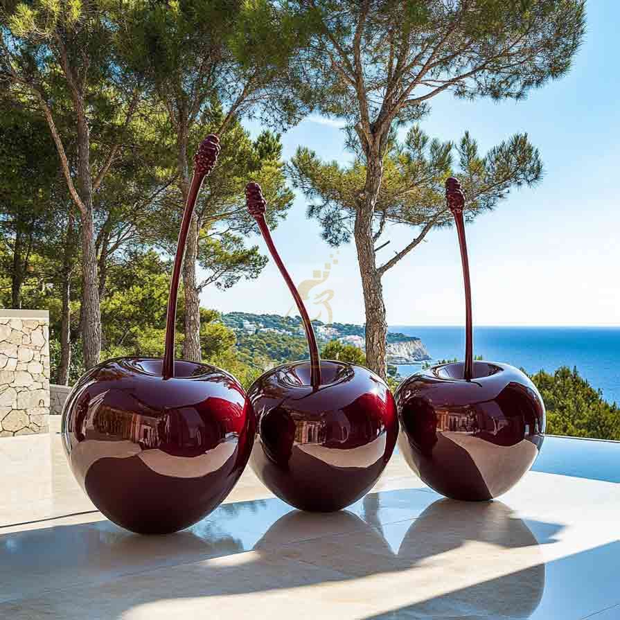 Large Red Cherry Sculpture | Metal Art Sculpture 5