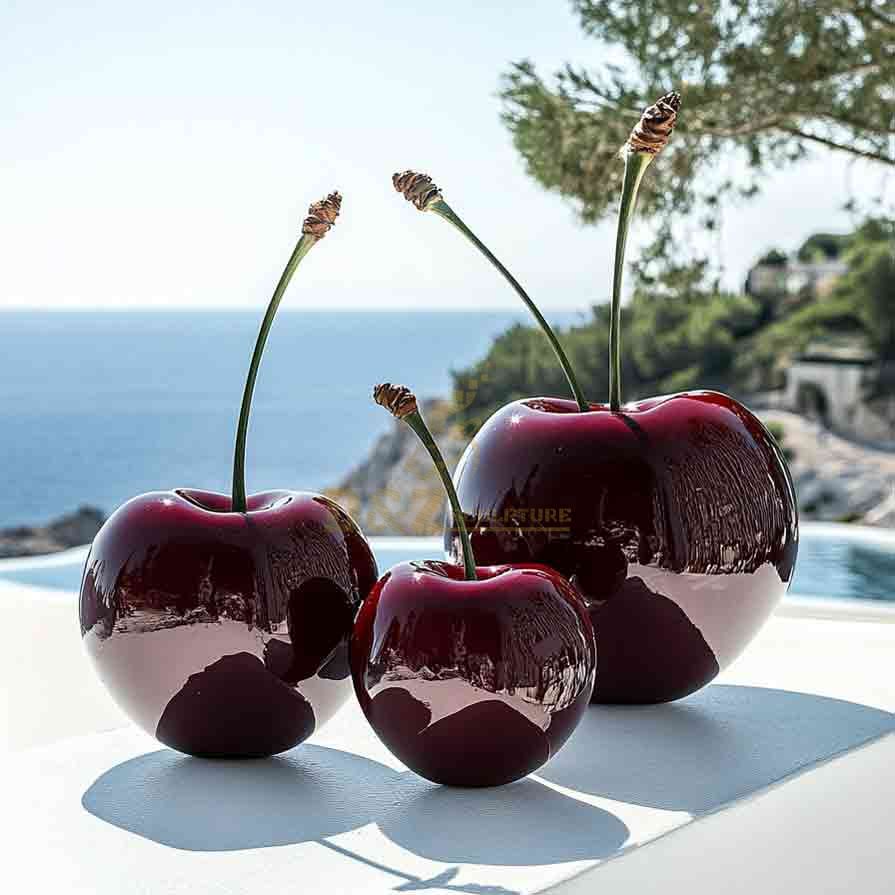 Large Red Cherry Sculpture | Metal Art Sculpture 7