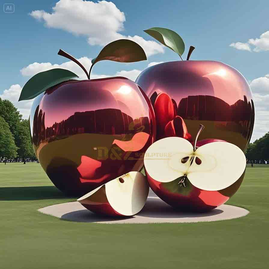 Large Red Apple Sculpture for Garden | Fruit Sculpture 1