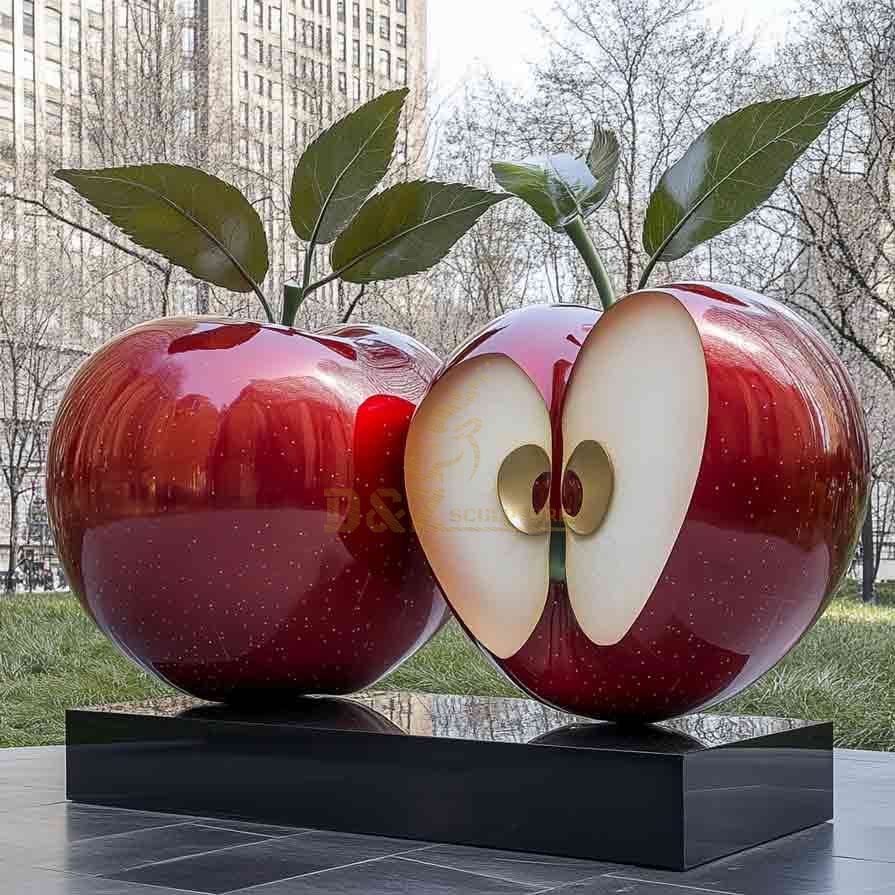 Large Red Apple Sculpture for Garden | Fruit Sculpture 3