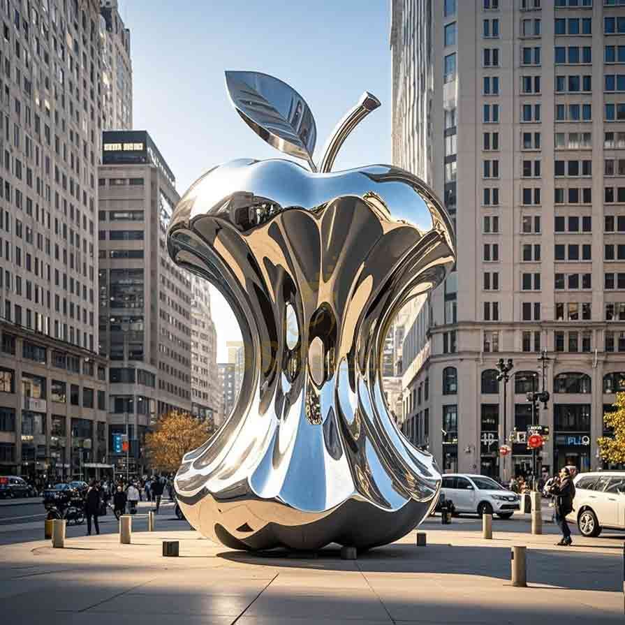 Stainless Steel Large Apple Core Sculpture Outdoor 1