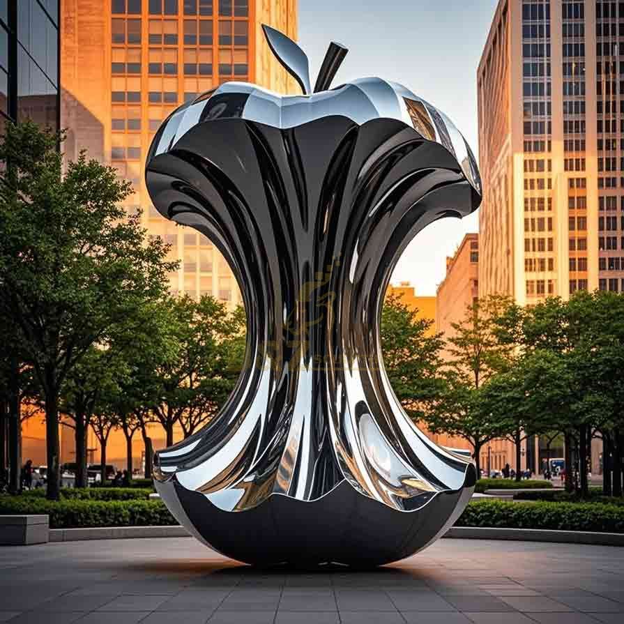 Stainless Steel Large Apple Core Sculpture Outdoor 2