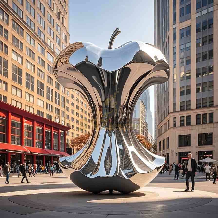 Stainless Steel Large Apple Core Sculpture Outdoor 5