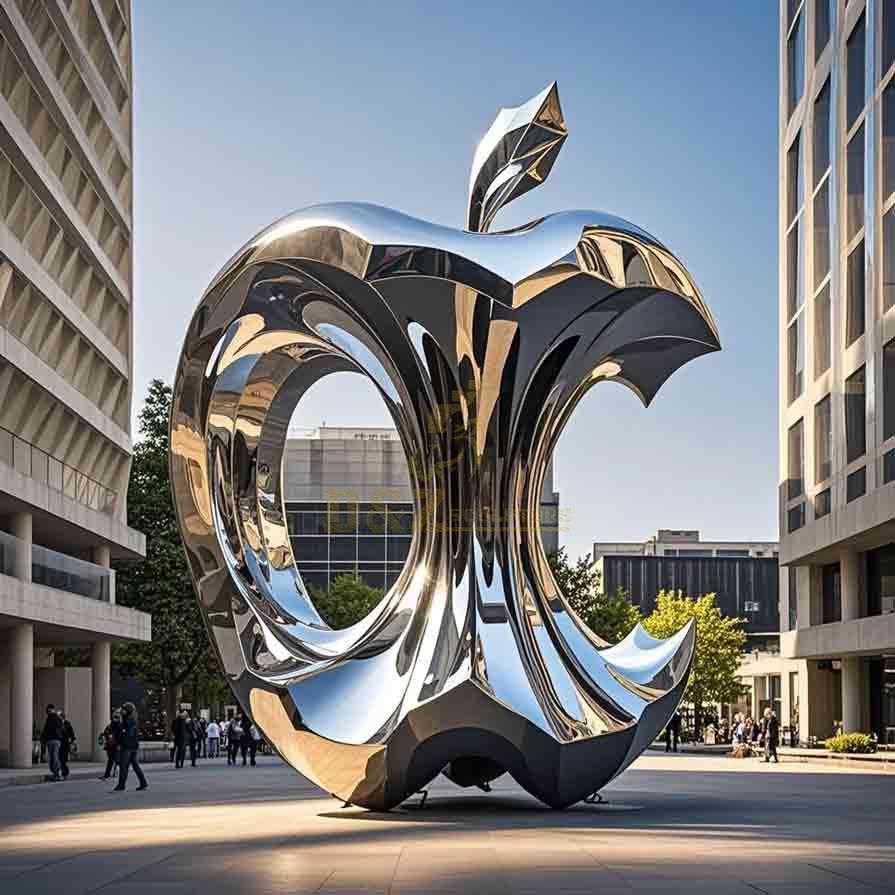 Stainless Steel Large Apple Core Sculpture Outdoor 6