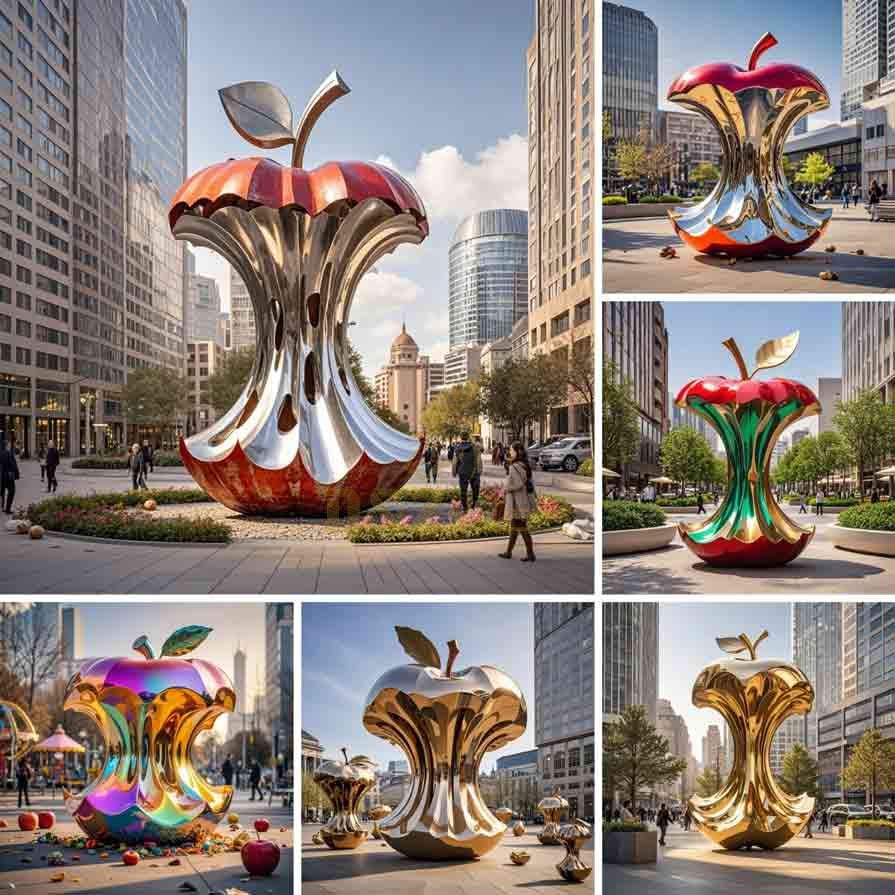 Stainless Steel Large Apple Core Sculpture Outdoor 7