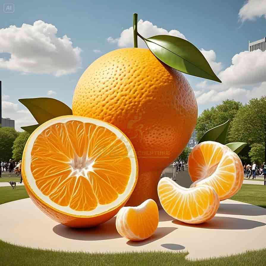 Large Stainless Steel Orange Sculpture | Fruit Sculpture 2