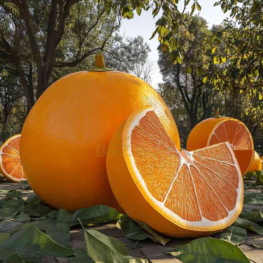 Large Stainless Steel Orange Sculpture | Fruit Sculpture 5