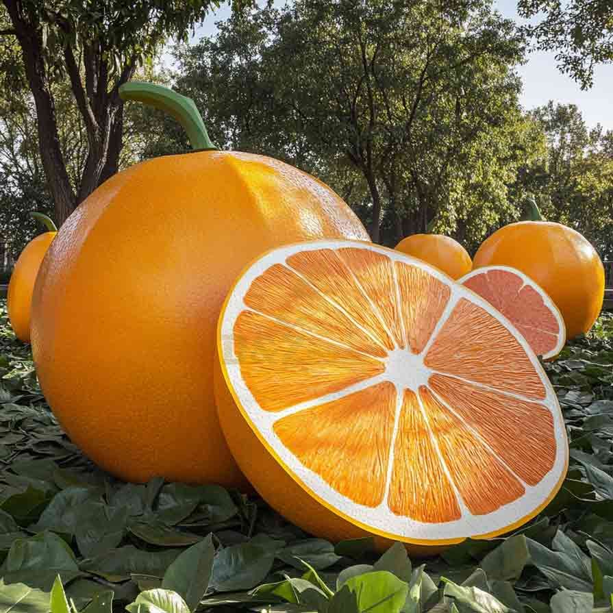 Large Stainless Steel Orange Sculpture | Fruit Sculpture 6