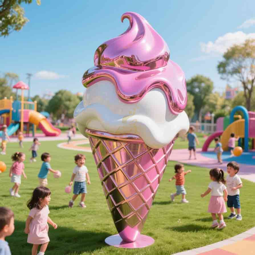 Stainless Steel Giant Ice Cream Cone Sculpture 2