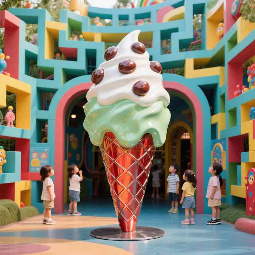 Stainless Steel Giant Ice Cream Cone Sculpture 5