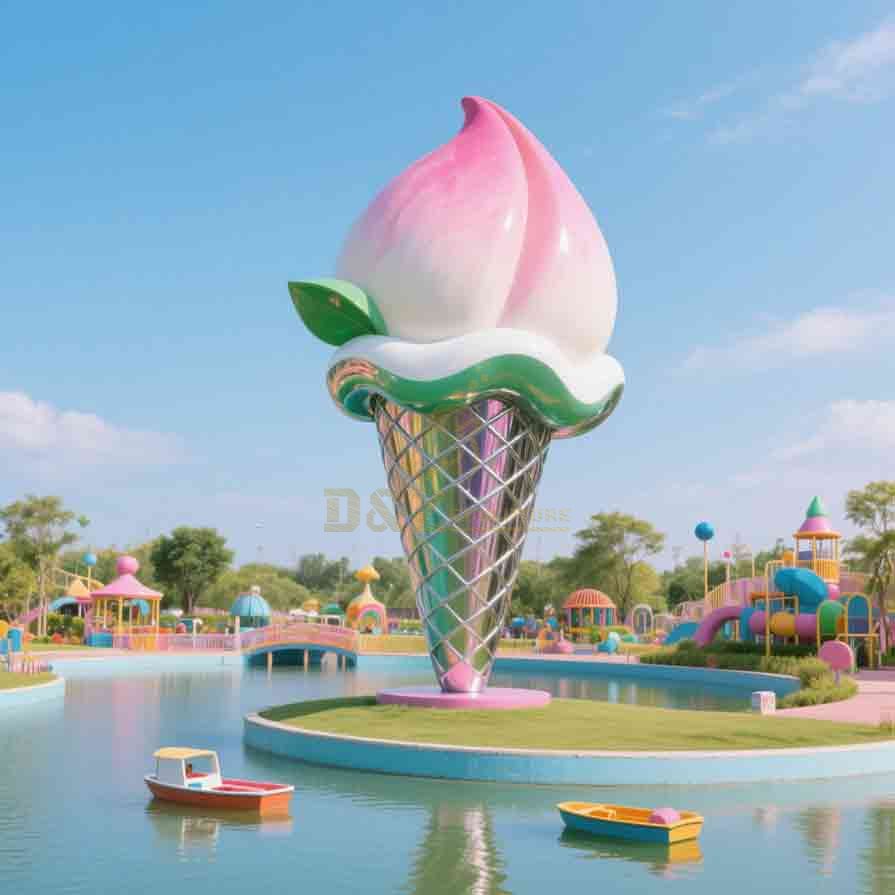 Stainless Steel Giant Ice Cream Cone Sculpture 6