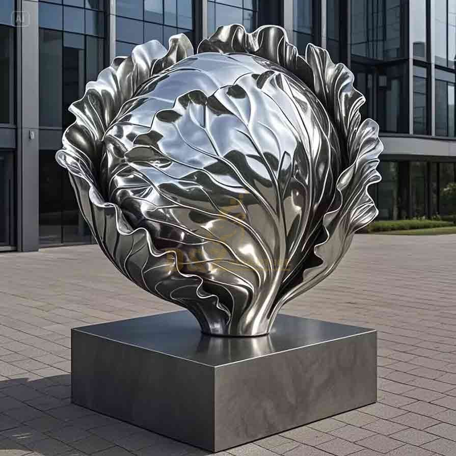 Creative Large Stainless Steel Cabbage Sculpture 4
