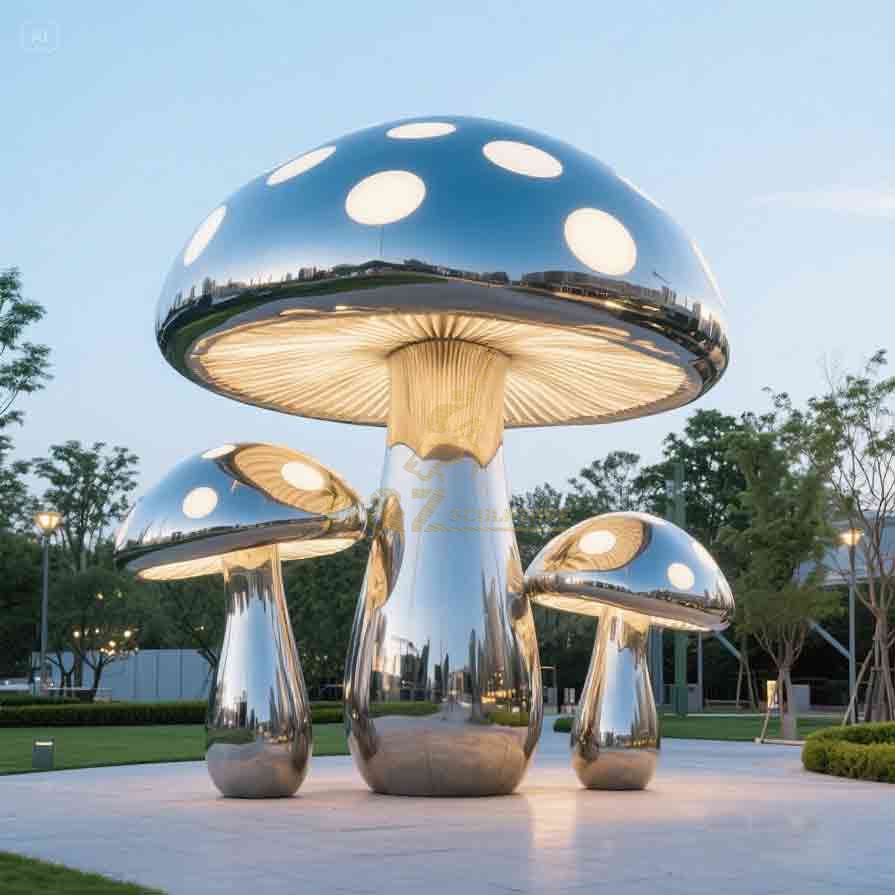 Large LED Metal Mushroom Garden Sculptures 1