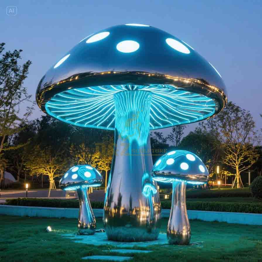 Large LED Metal Mushroom Garden Sculptures 2