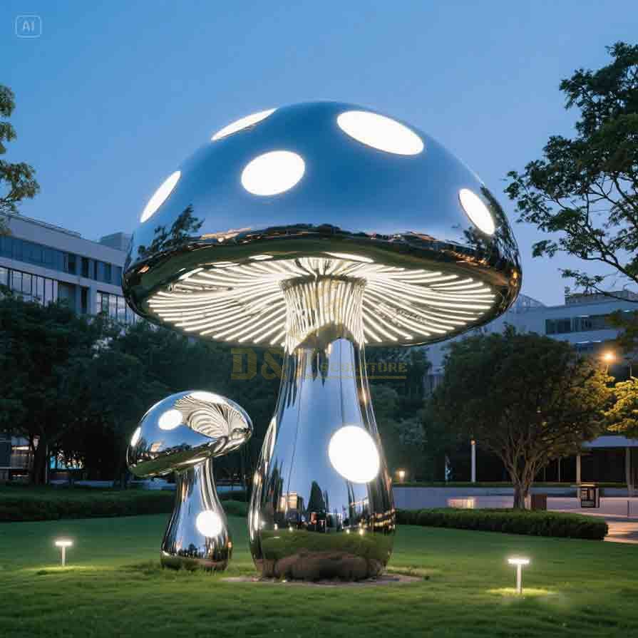 Large LED Metal Mushroom Garden Sculptures 3