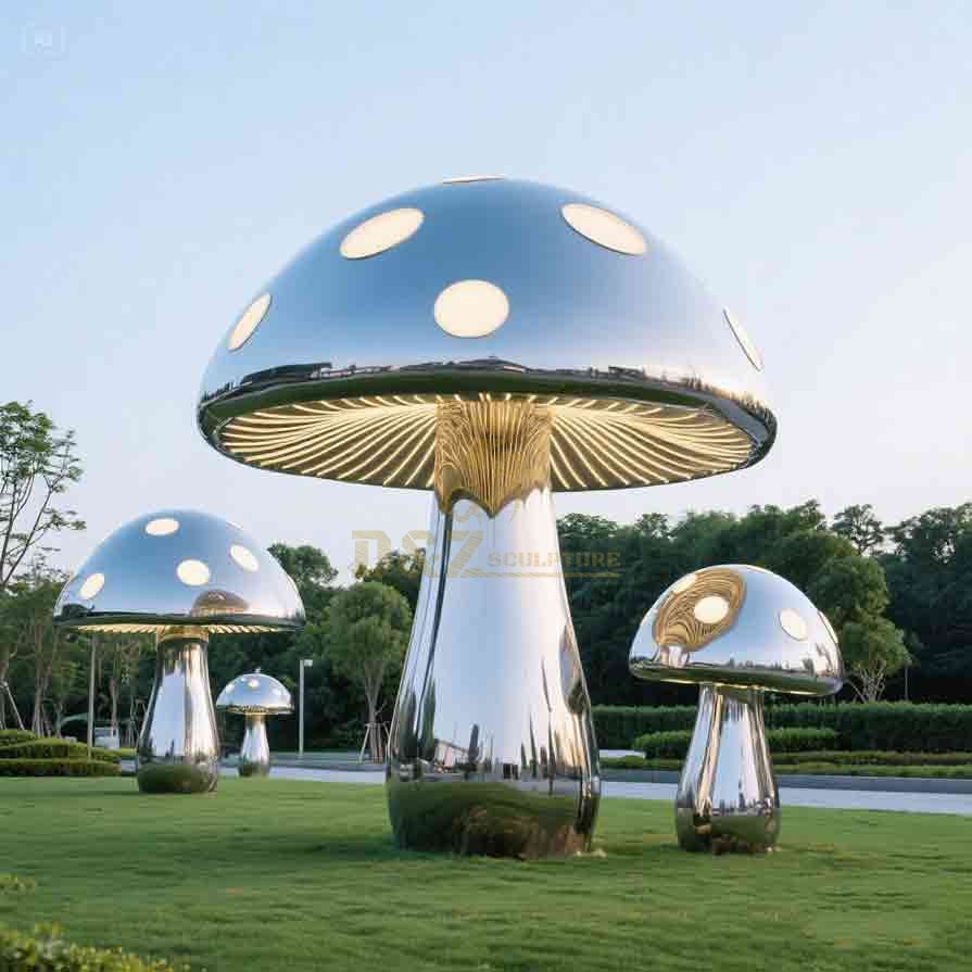 Large LED Metal Mushroom Garden Sculptures 4