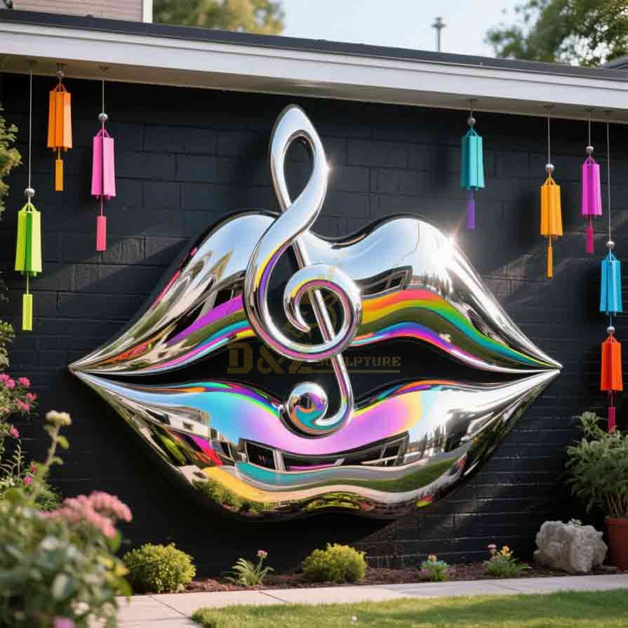 Large Stainless Steel Lips Wall Sculpture Decor 1