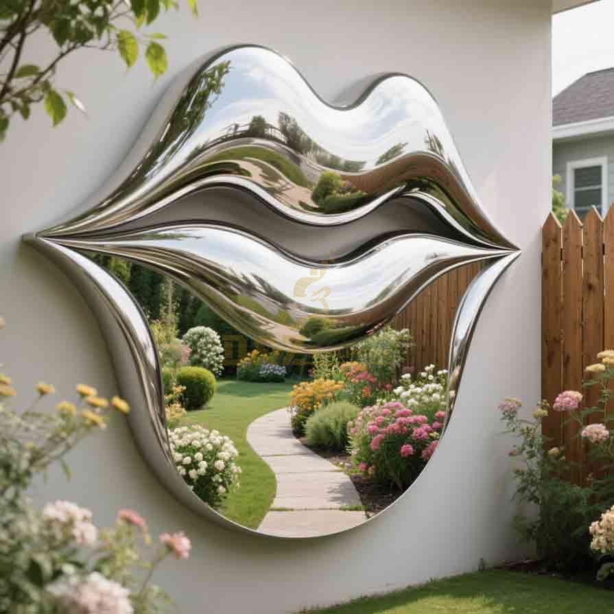 Large Stainless Steel Lips Wall Sculpture Decor 5