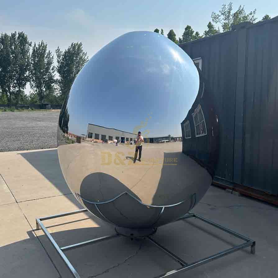 Polished Stainless Steel Giant Egg Sculpture 2