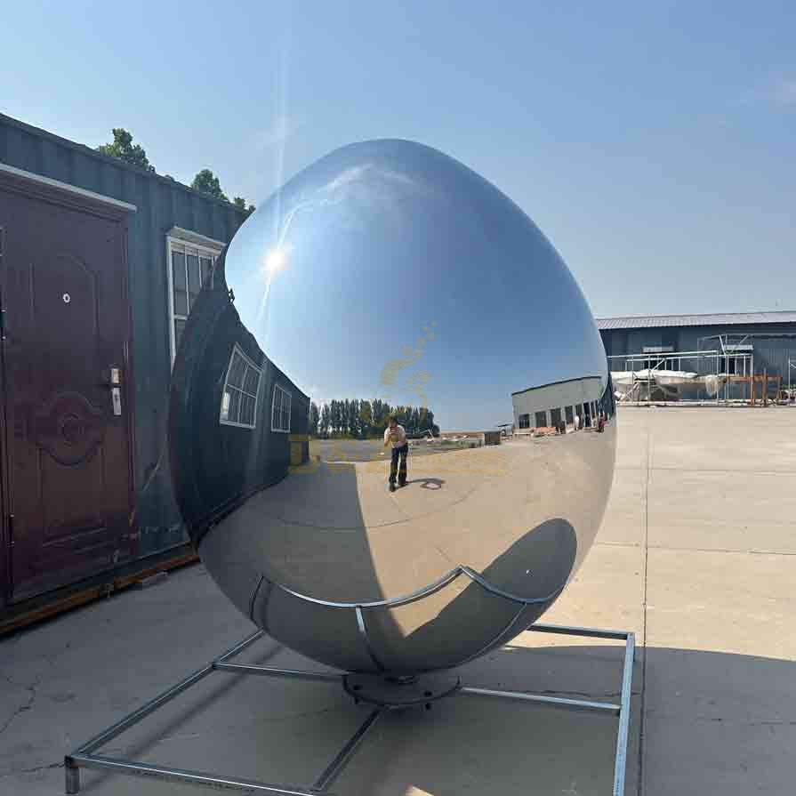Polished Stainless Steel Giant Egg Sculpture 4